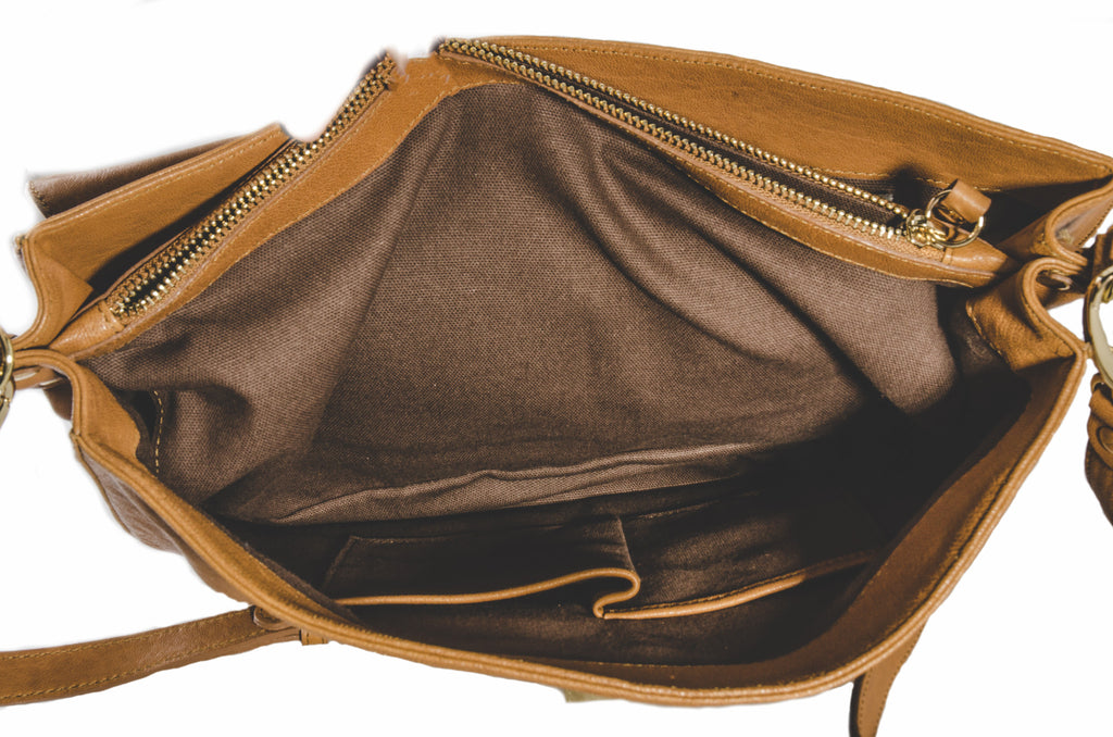 Pietro Alessandro Tan Lamb Leather Crossbody Handbag