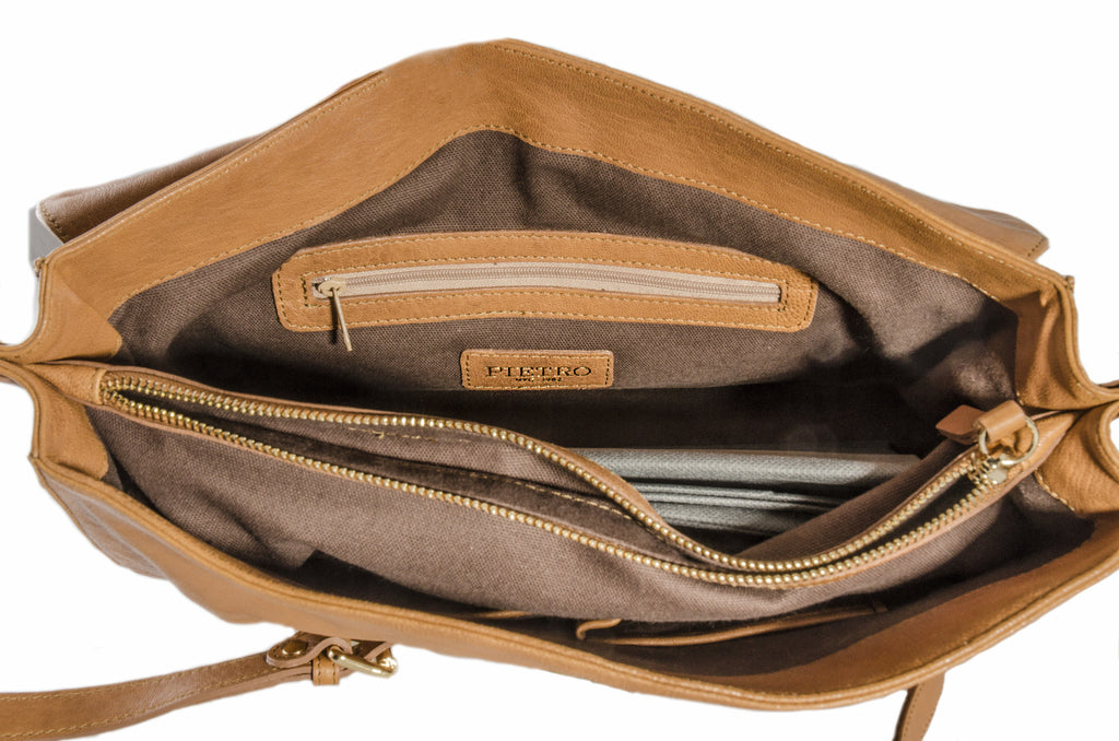 Pietro Alessandro Tan Lamb Leather Crossbody Handbag