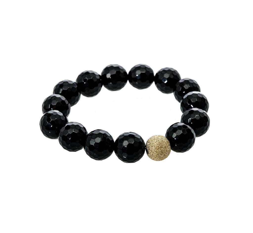 Sisco Berluti Faceted Round Beaded Bracelet with Gold Stardust Accent