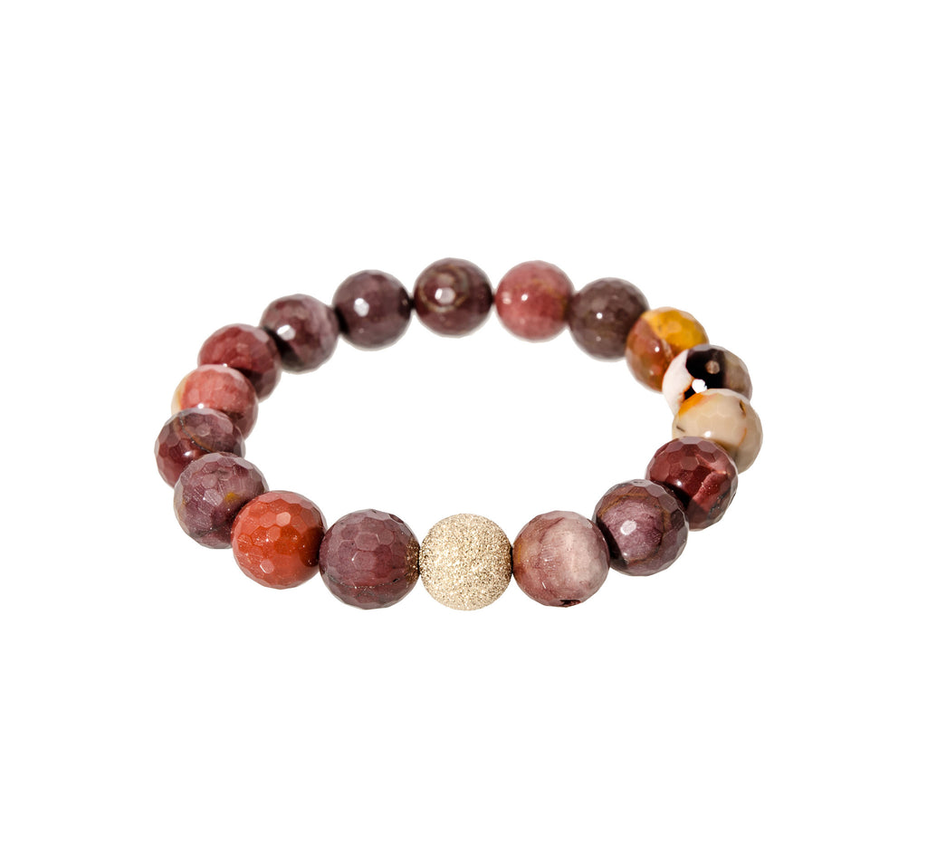 Sisco Berluti Faceted Round Beaded Bracelet with Gold Stardust Accent