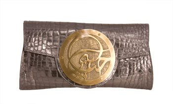 Dareen Hakim Le Icon Clutch Slate Croc Italian Leather
