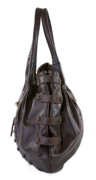 Studded Brown Leather Viva of California Shoulder Bag