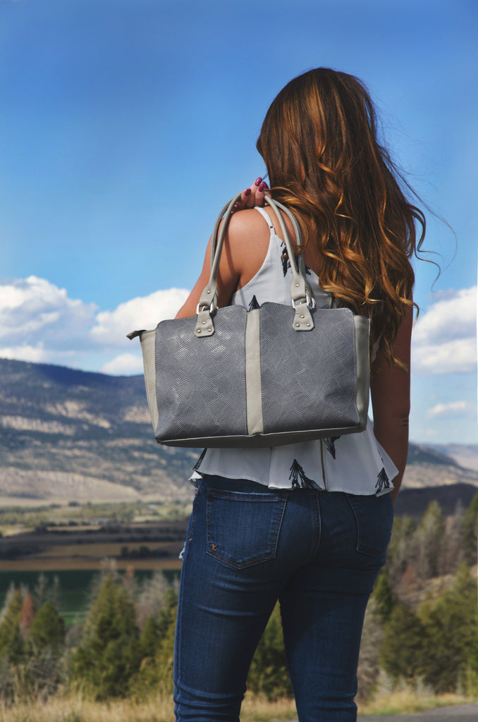 Vin Baker Handbags Lauren: Ash Serpent/Light Gray Sauvage