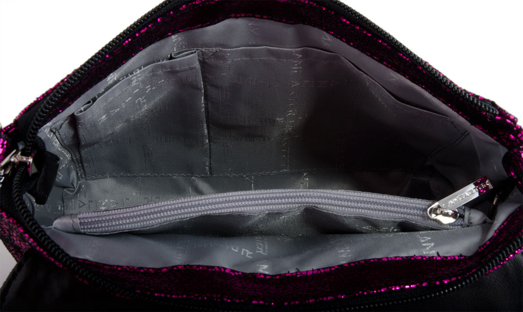 Lancaster Paris Disco Convertible Crossbody Glitter Lambskin Handbag