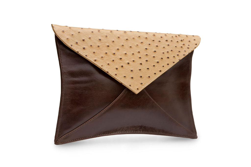 feNa Gratitude clutch with signature coral fabric lined interior with zipper pocket