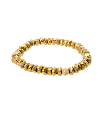 Sisco + Berluti Beaded Bracelet - Faceted Round Beads with Gold Filigree Accent