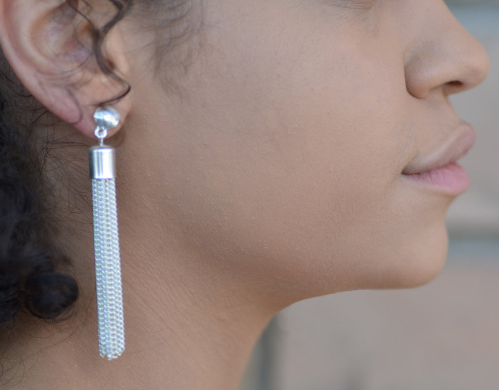 Karine Sultan Caroline Tassel Drop Earrings - Silver