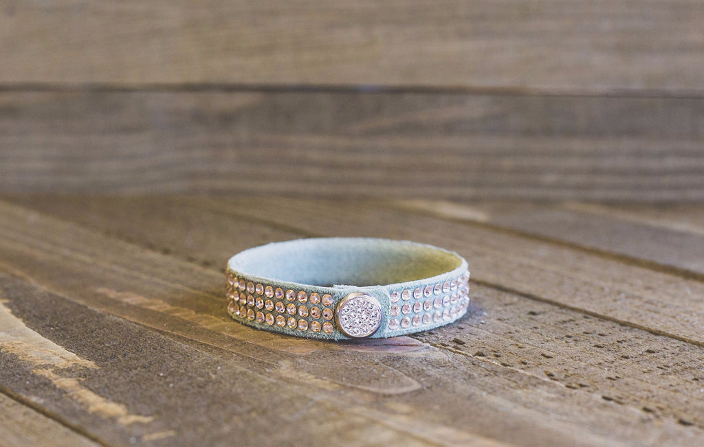 Small stacking bracelet made of genuine leather and authentic Swarovski Crystals