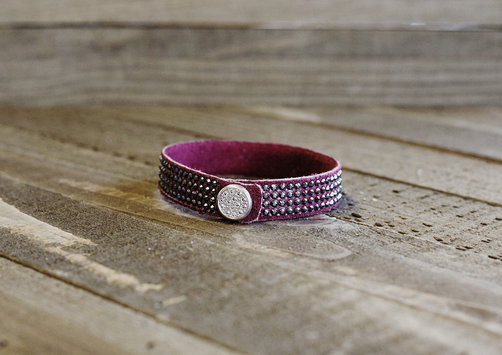 Burgandy Cuff Stacking Bracelet Genuine Swarovski Artisan Made in Montana