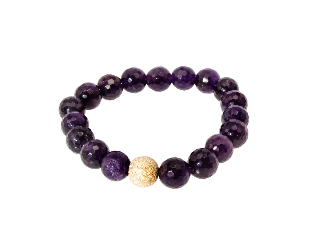 Sisco Berluti Faceted Round Beaded Bracelet with Gold Stardust Accent