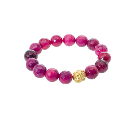 Sisco + Berluti Beaded Bracelet - Faceted Round Beads with Gold Stardust Accent