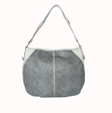 Vin Baker Handbags - Lauren Shoulder Bag in Ash Serpent/Light Gray Sauvage