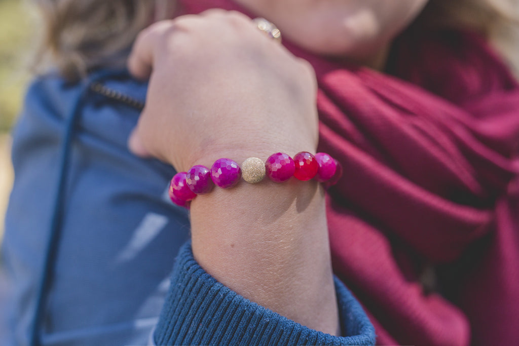 Sisco Berluti Faceted Round Beaded Bracelet with Gold Stardust Accent
