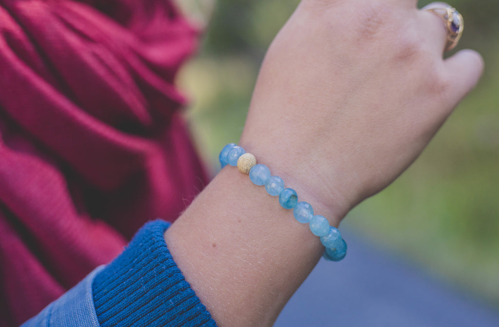 Sisco Berluti Small Faceted Round Beaded Bracelet with Stardust Accent