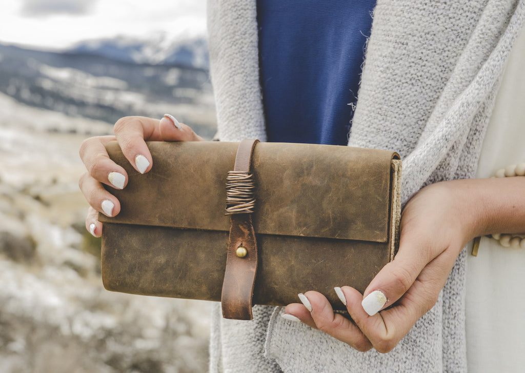 Jo Handbags Boot Leather Wallet with Brass closure