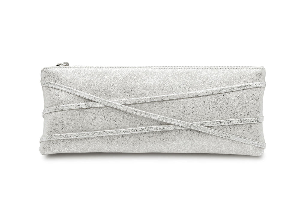 feNa ladie's leather clutch in silver glitter Fairy Dust