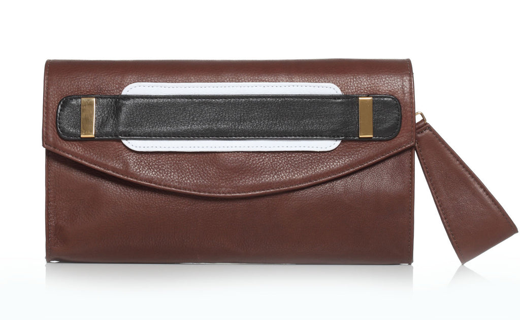 Alexandra Satine, Toledo, Crossbody, Clutch, Brown, leather wristlet