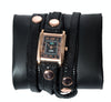 La Mer Collections Black Sequin Leather Watch