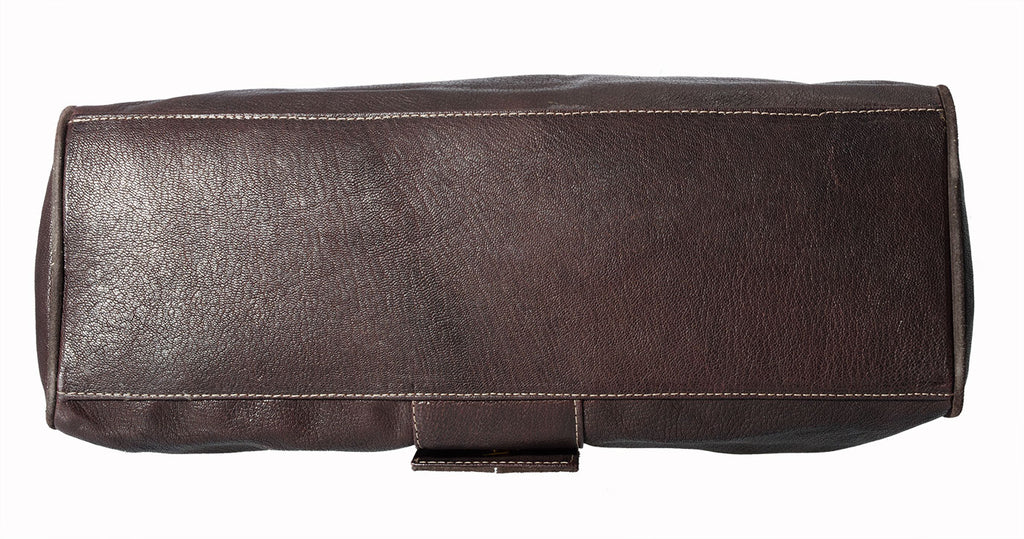 Marnie Bugs Brown Leather Handbag, Marnie Bugs Versatile Clutch,