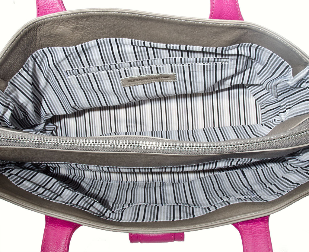 Alexandra Satine, brighton tote, tote, Gray, Grey, Handbag, Satchel