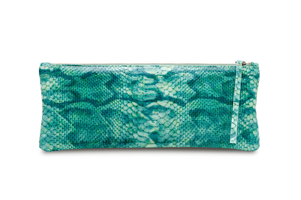 feNa Caribbean Abundance women's patent snake-embossed Italian leather wristlet