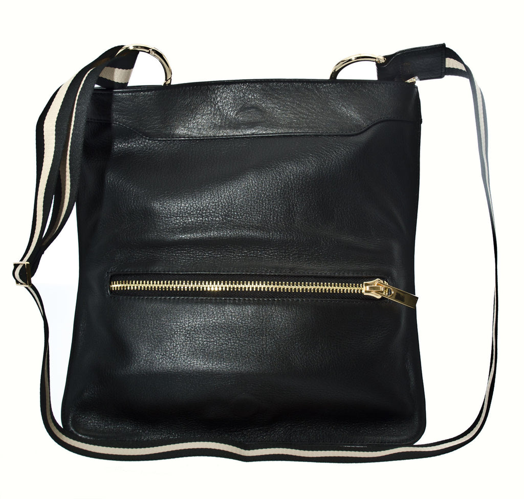 Black Red Leather Alexandra Satine Handbag Gold Accent Purse