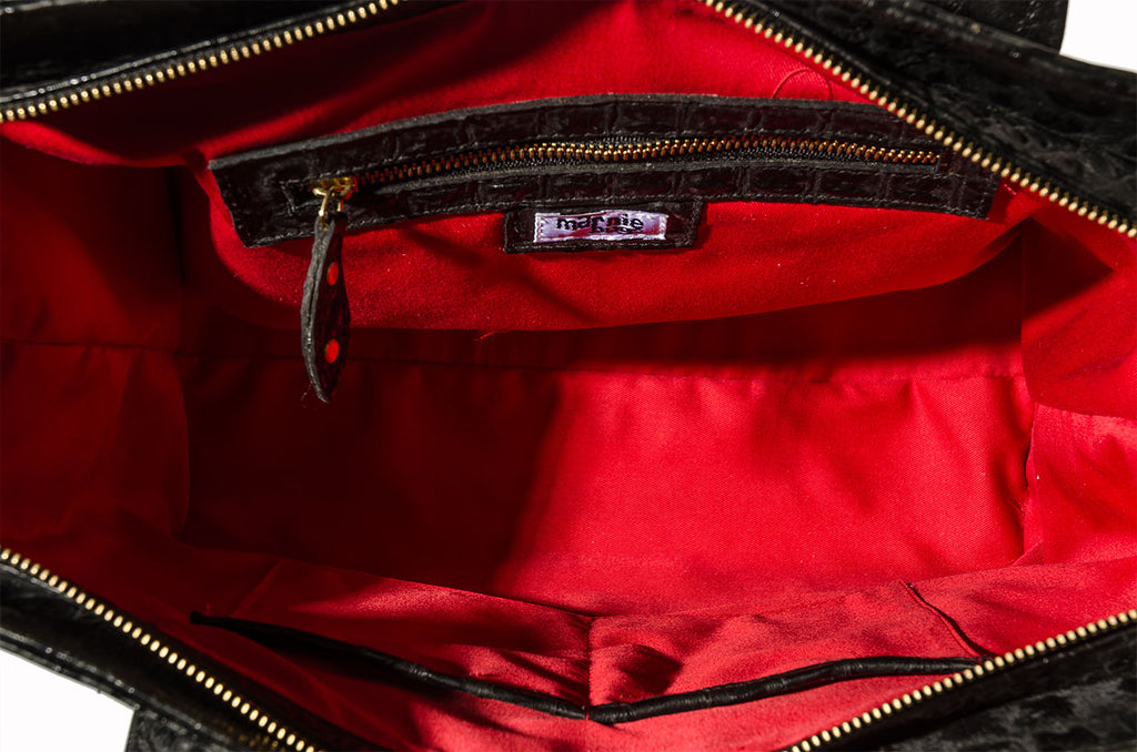 Marnie Bugs Vanessa Handbag - Faux Alligator Textured Leather