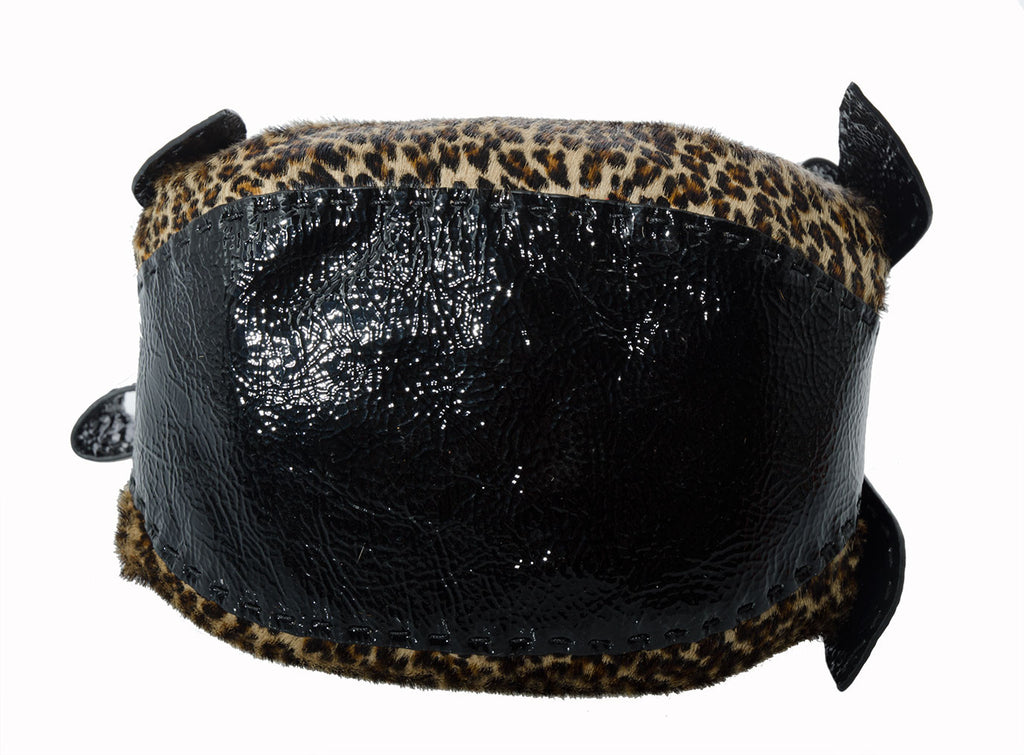 Petite Leather Leopard Cate Adair Betula Pouch Handbag