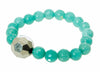 Holly Zaves Blue Turqoise Beaded Charm with Silver Globe Bracelet