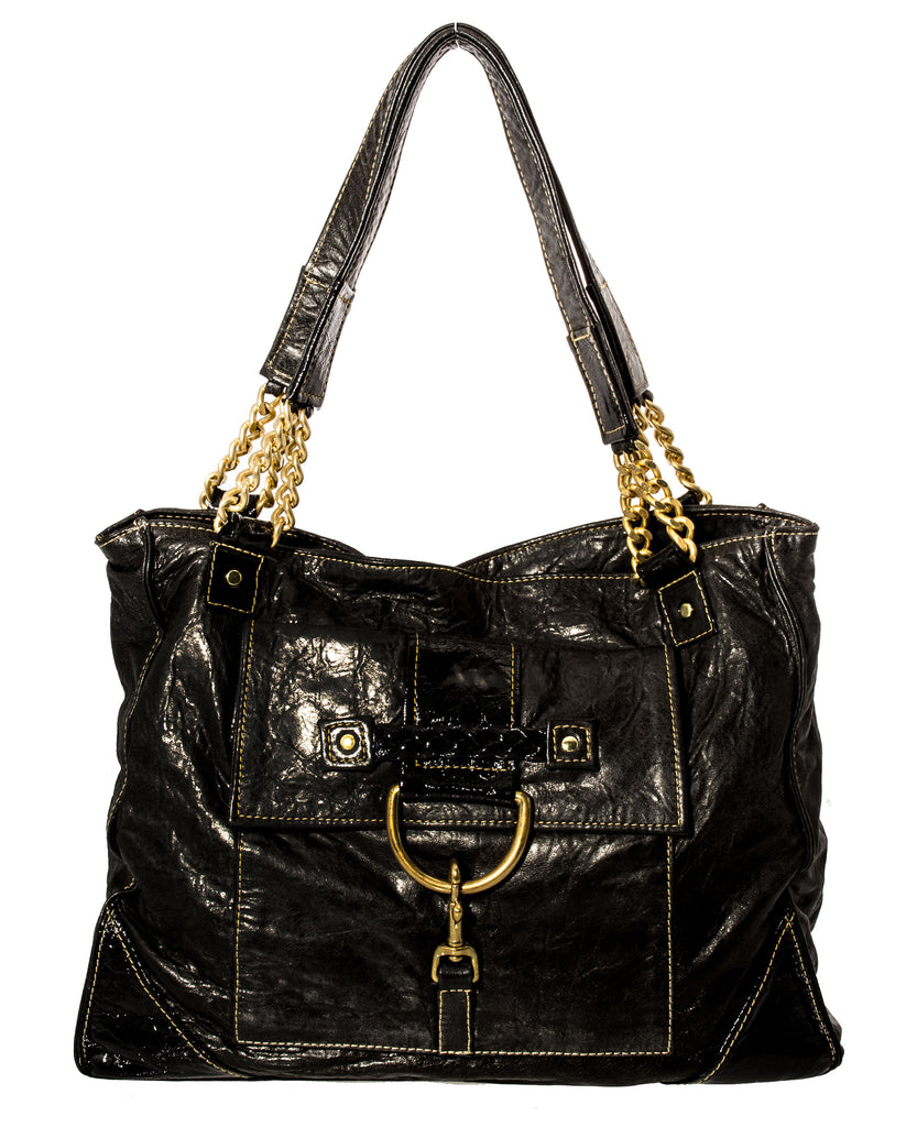 Marnie Bugs Black Stylish Leather Handbag with wristlet, Marnie Bugs trendy designer purse