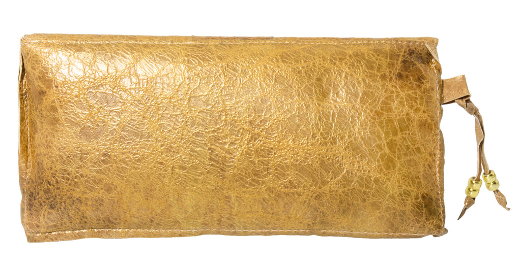 Marnie Bugs Flirty Gold Leather Clutch, Marnie Bugs soft leather handbag