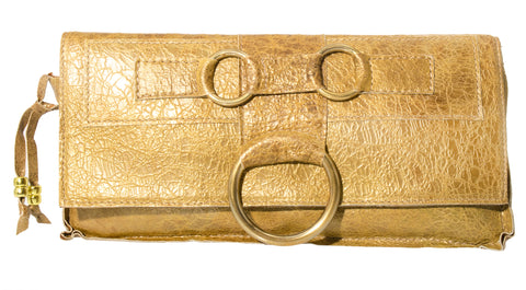 Marnie Bugs Josephine Handbag in Metallic Gold Leather
