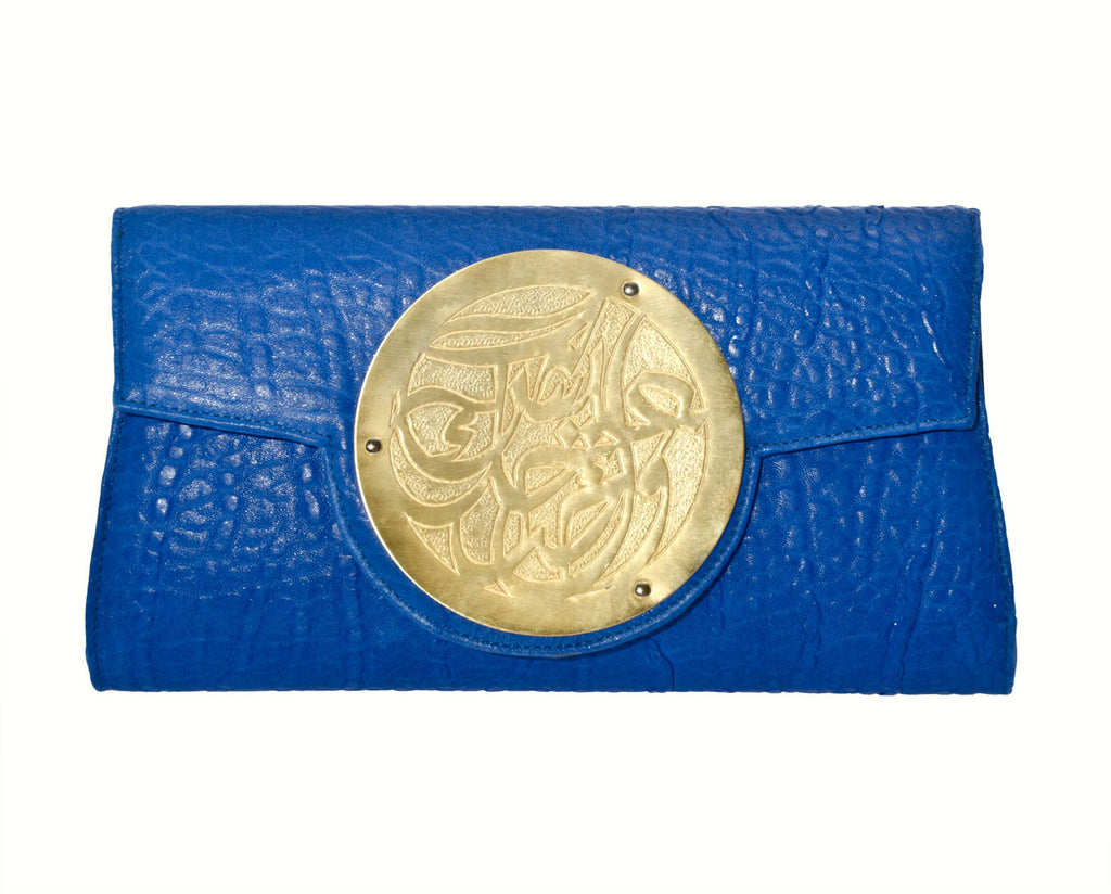 Dareen Hakim Le Icon Clutch Dareen Hakim Le Icon Clutch Saphire/Brushed Gold Live and Laugh