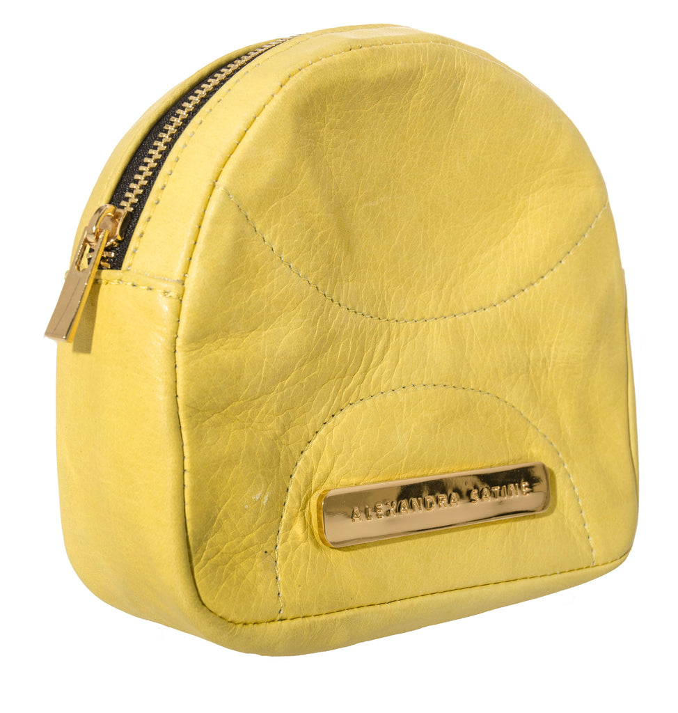 Alexandra Satine, Curacao, pouch, leather, lemony yellow