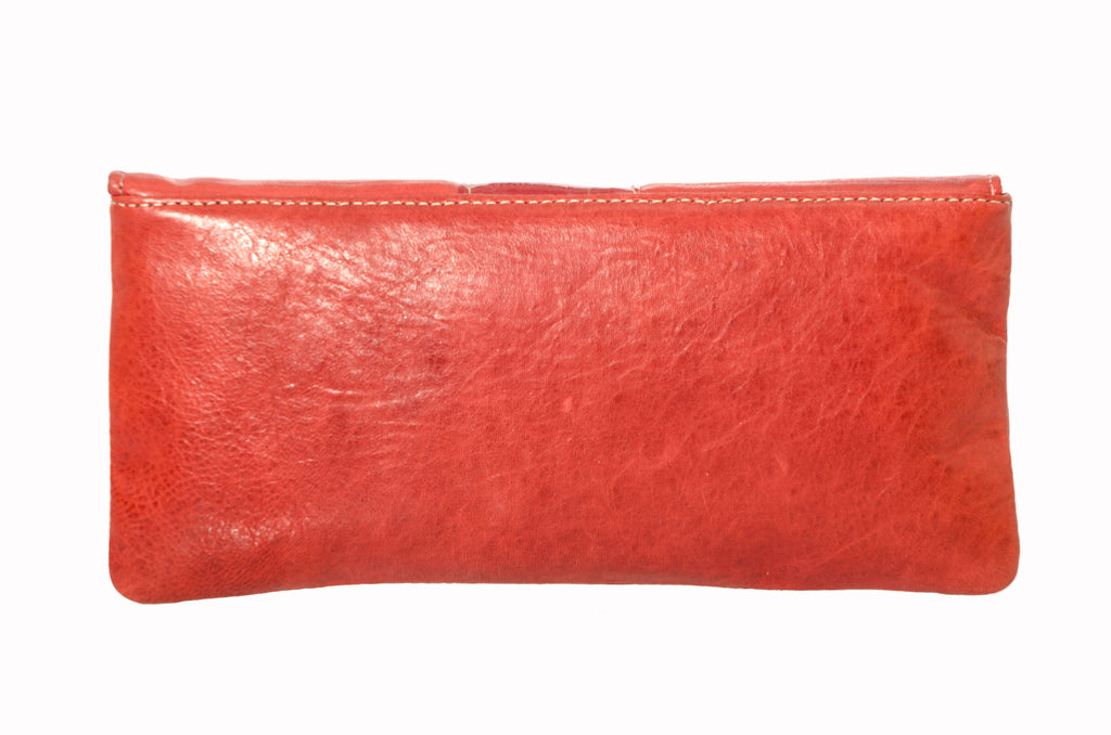 Marnie Bugs stylish red clutch, marnie bugs exceptional soft leather handbag