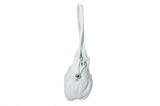Bodhi Small Pebble Hobo Shoulder Bag in White Leather 