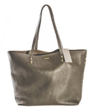 Pietro Alessandro Unlined Studded Tote in Charcoal Grey Pebble Grain Leather