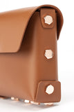 Asmbly Leather Clutch in Brown and Rose Gold Grommets