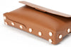 Asmbly Designer Clutch in Brown Leather with Rose Gold Feet