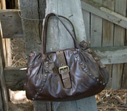 Viva of California Studded Leather Shoulder Bag - Brown