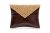 feNa embossed two-tone leather envelope clutch