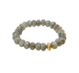 Sisco Berluti Grey Faceted Rondelle Beaded Bracelet with Gold Disc Accent
