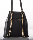 You'll want our Mixed Material Kyla Joy Leather Convertible Backpack or Crossbody with Gold zipper chain hardware