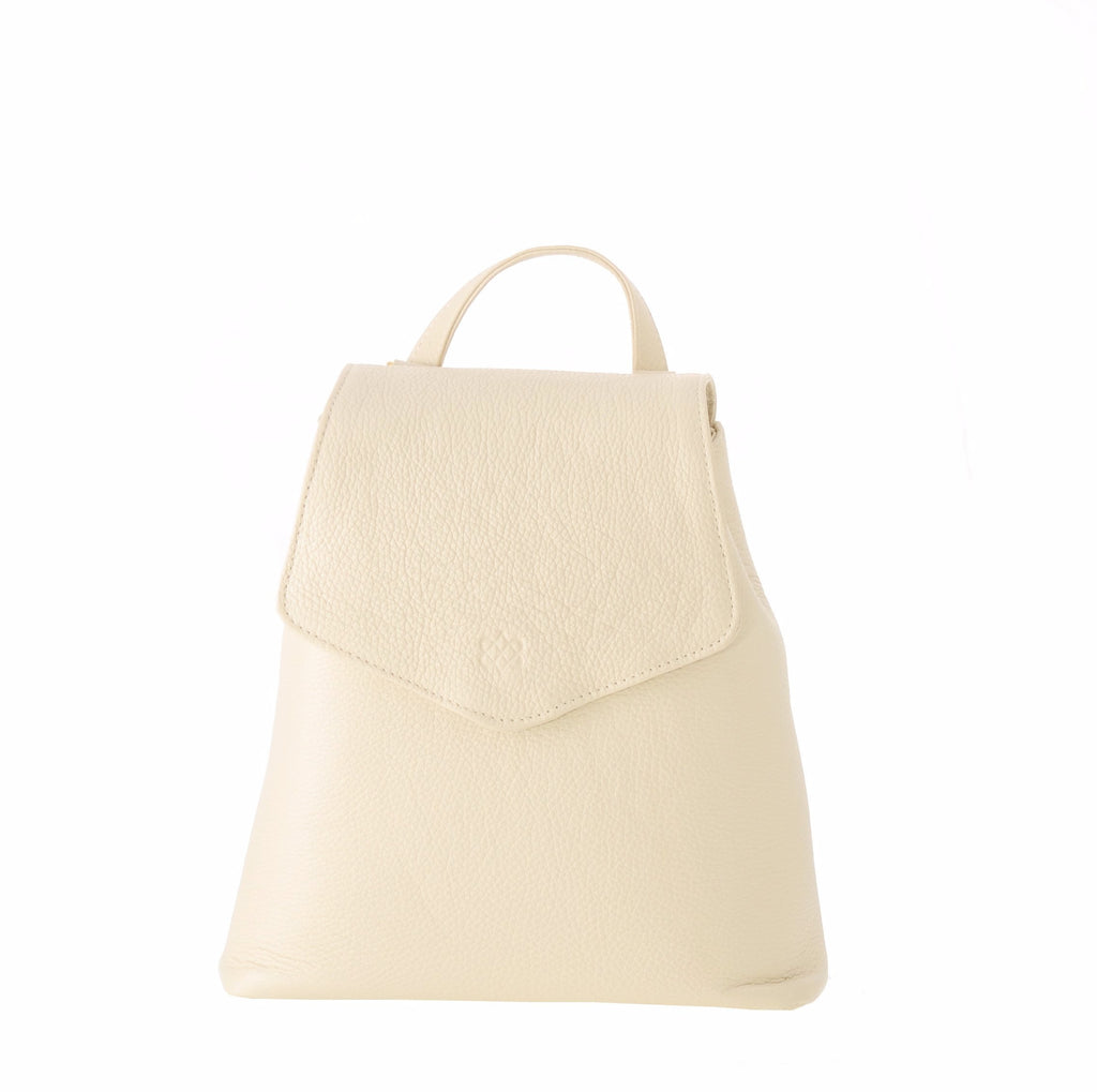 Our popular Kyla Joy Designer White Italian Leather Backpack Crossbody Handbag