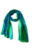 100% Silk Hand Dyed Lua Scarf - Blue/Kelp (Green)