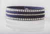 HT Leather Goods Paradise Bracelet Navy Suede Leather with Genuine Clear Swarovski Crystals