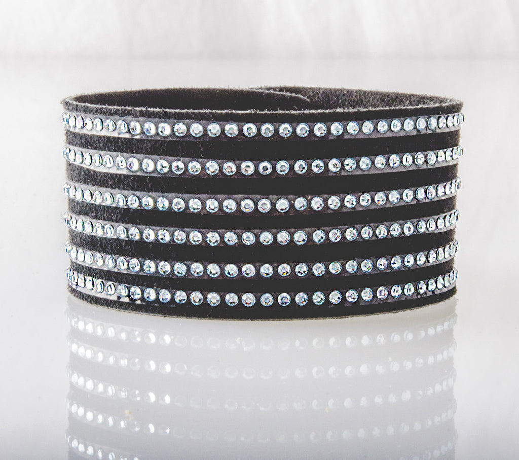Swarovski Crystal Handmade Leather Bracelets by HT Leather Goods