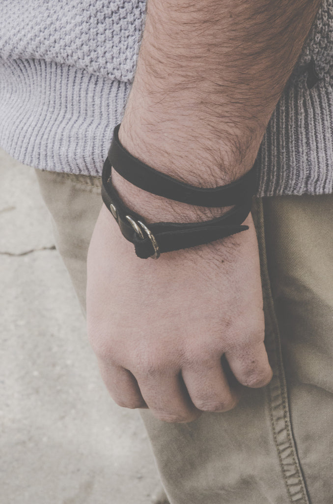 men's toggle bracelet with leather and chain, dark brown | RUST jewellery
