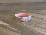 Dusty Rose Suede leather Stacking Cuff with Blue Genuine Swarovski Crystals Feminine and Unique Jewelry