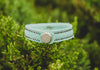 Mint Suede Suede Leather Bracelet with snap closure and genuine black Swarovski crystals
